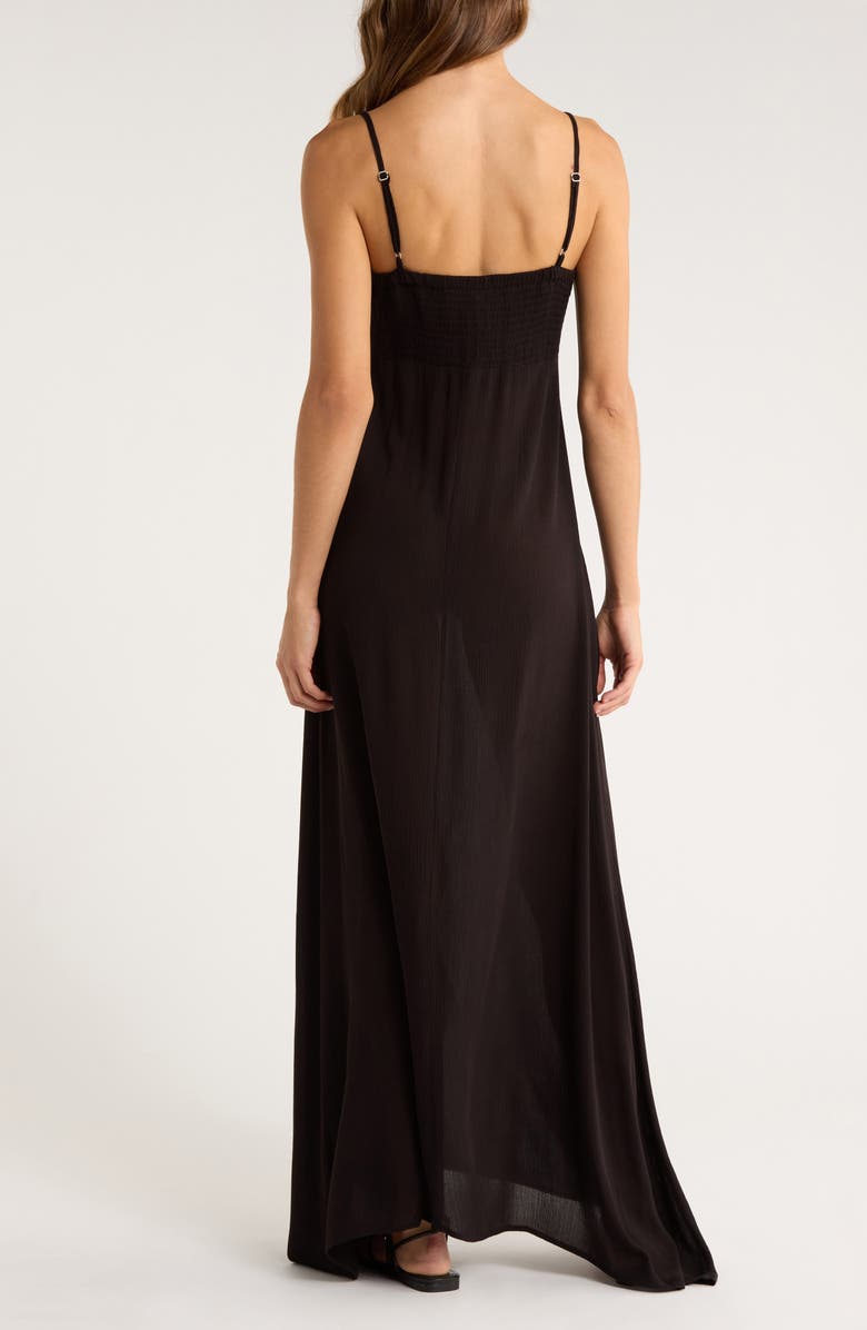 Elan Tie Front Cover-Up Maxi Dress, Alternate, color, Black