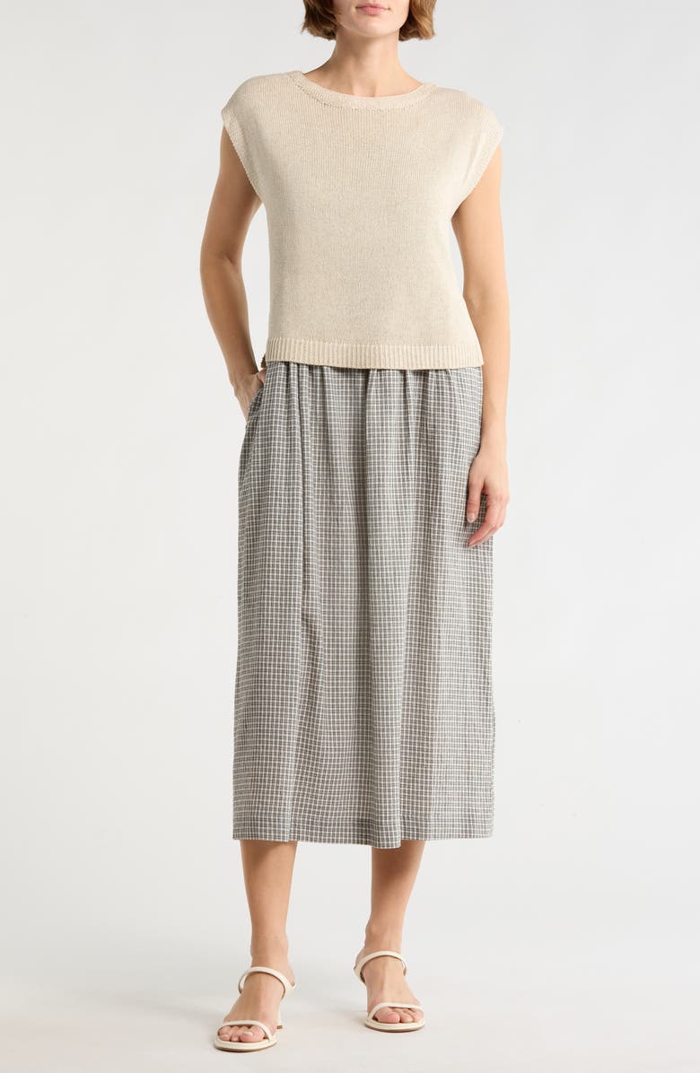 MAX STUDIO Knit Vest Twofer Dress, Main, color, Ecru/ Black Check