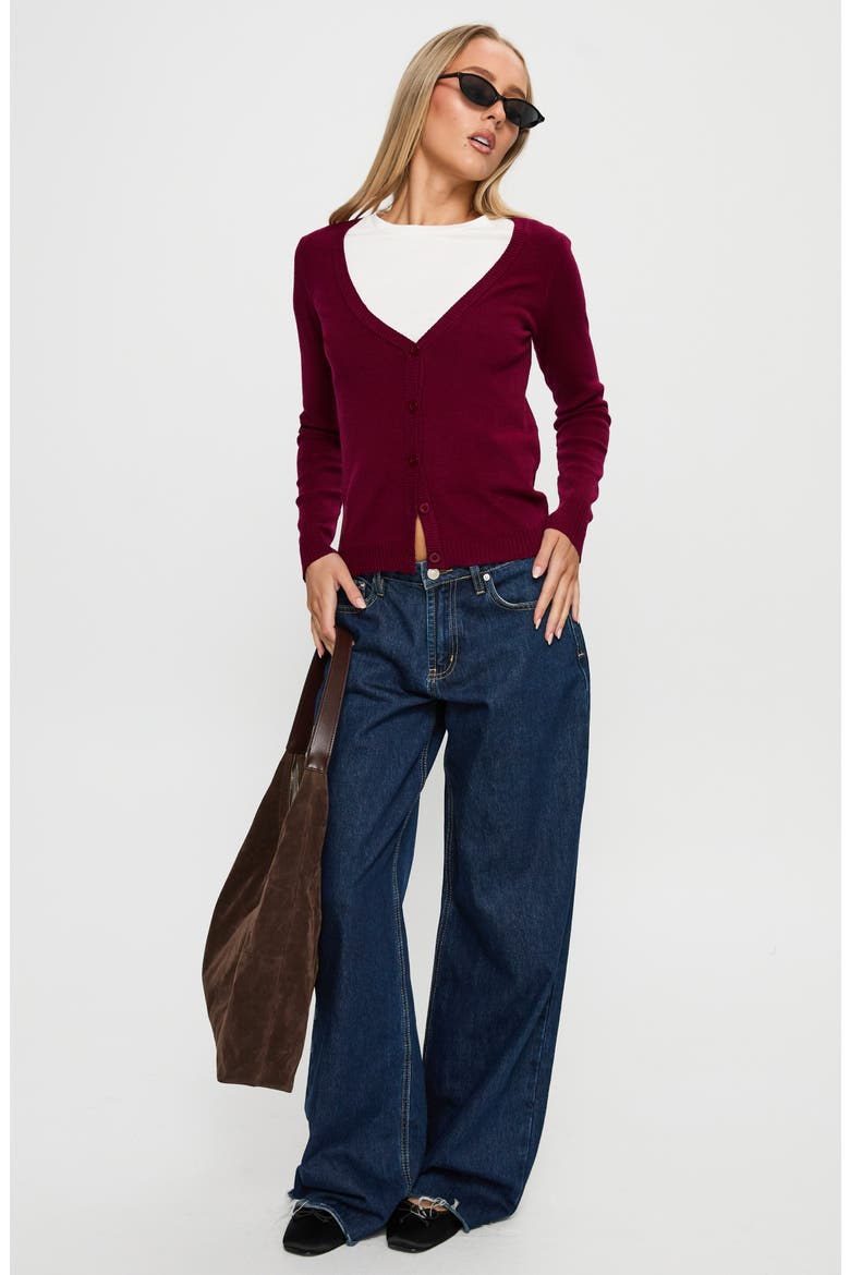 York V-Neck Cardigan, Alternate, color, CHERRY RED