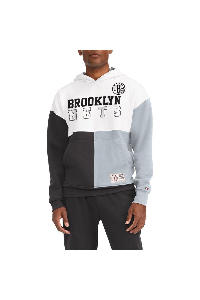 Men's Tommy Jeans White/Black Brooklyn Nets Andrew Split Pullover Hoodie, Alternate, color, White