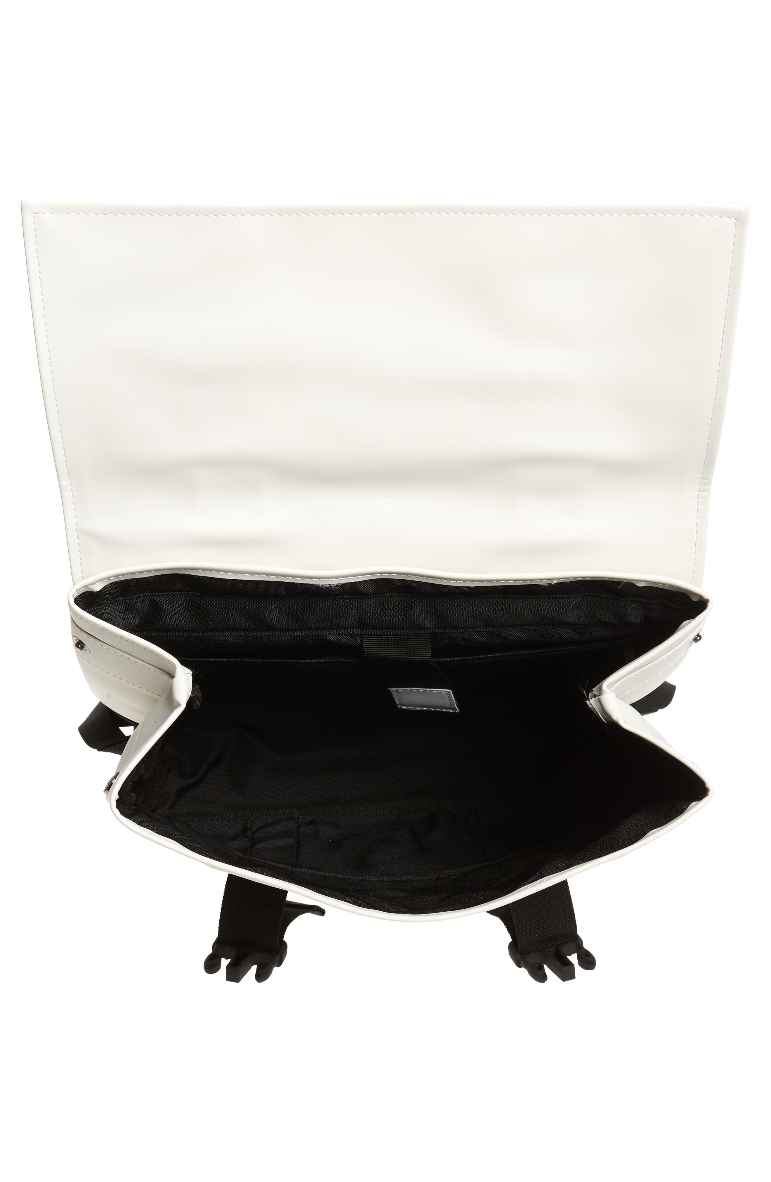 Waterproof Buckle Faux Leather Backpack, Alternate, color, OFF WHITE