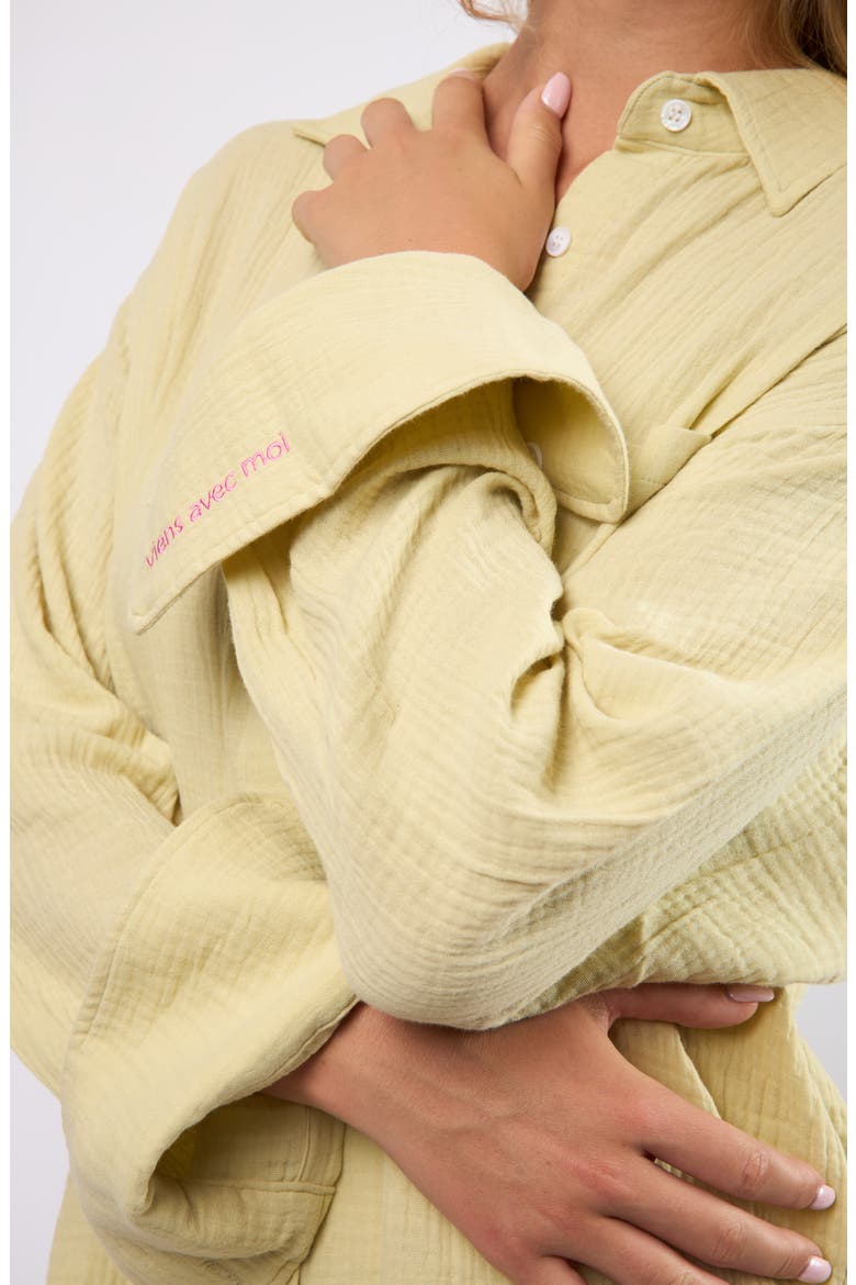 Resort Crinkle Cotton Button-Up Shirt, Alternate, color, SEAFOAM