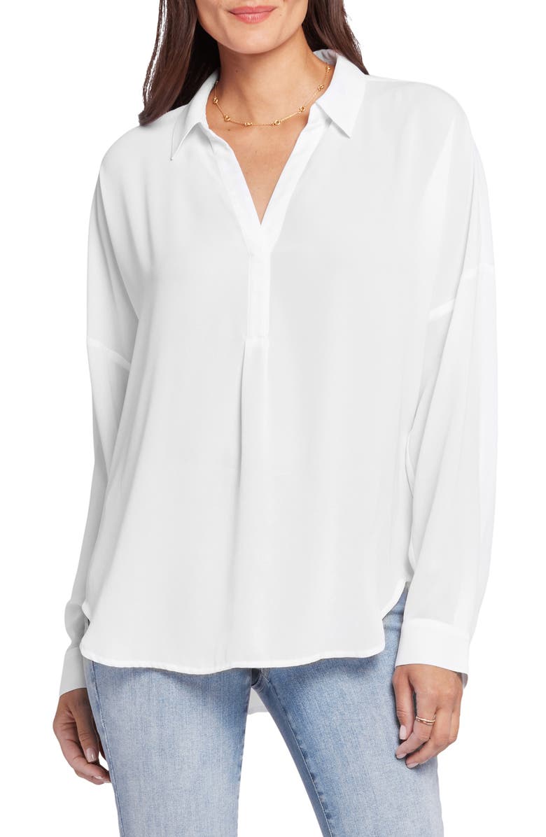 NYDJ Becky Recycled Polyester Georgette Blouse, Main, color, Optic White