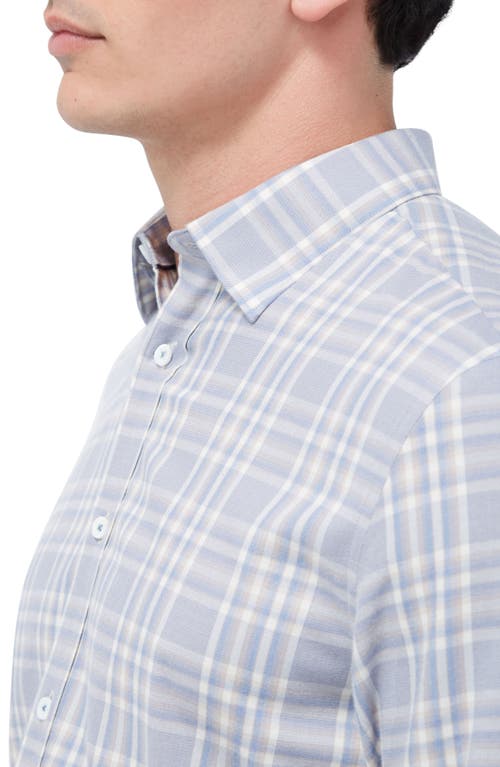 Bugatchi Karl Shaped Fit Plaid Performance Button-up Shirt In Blue