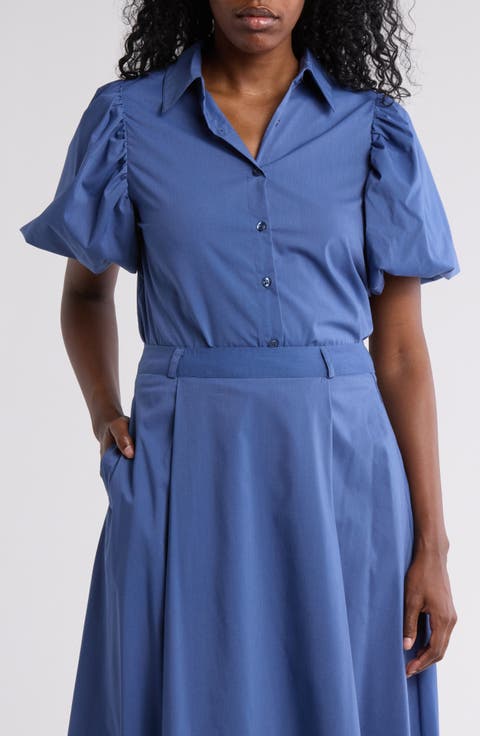 Abigail Puff Sleeve Button-Up Top