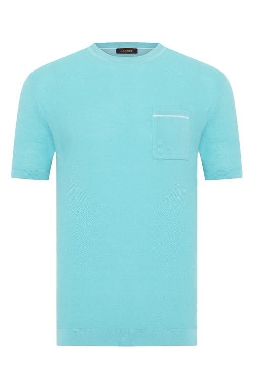 Studio Garnet Los Angeles Textured Short Sleeve Cotton Sweater In Turquoise