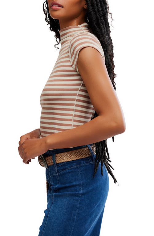 Free People Lola Stripe Funnel Neck Knit Top In Neutral