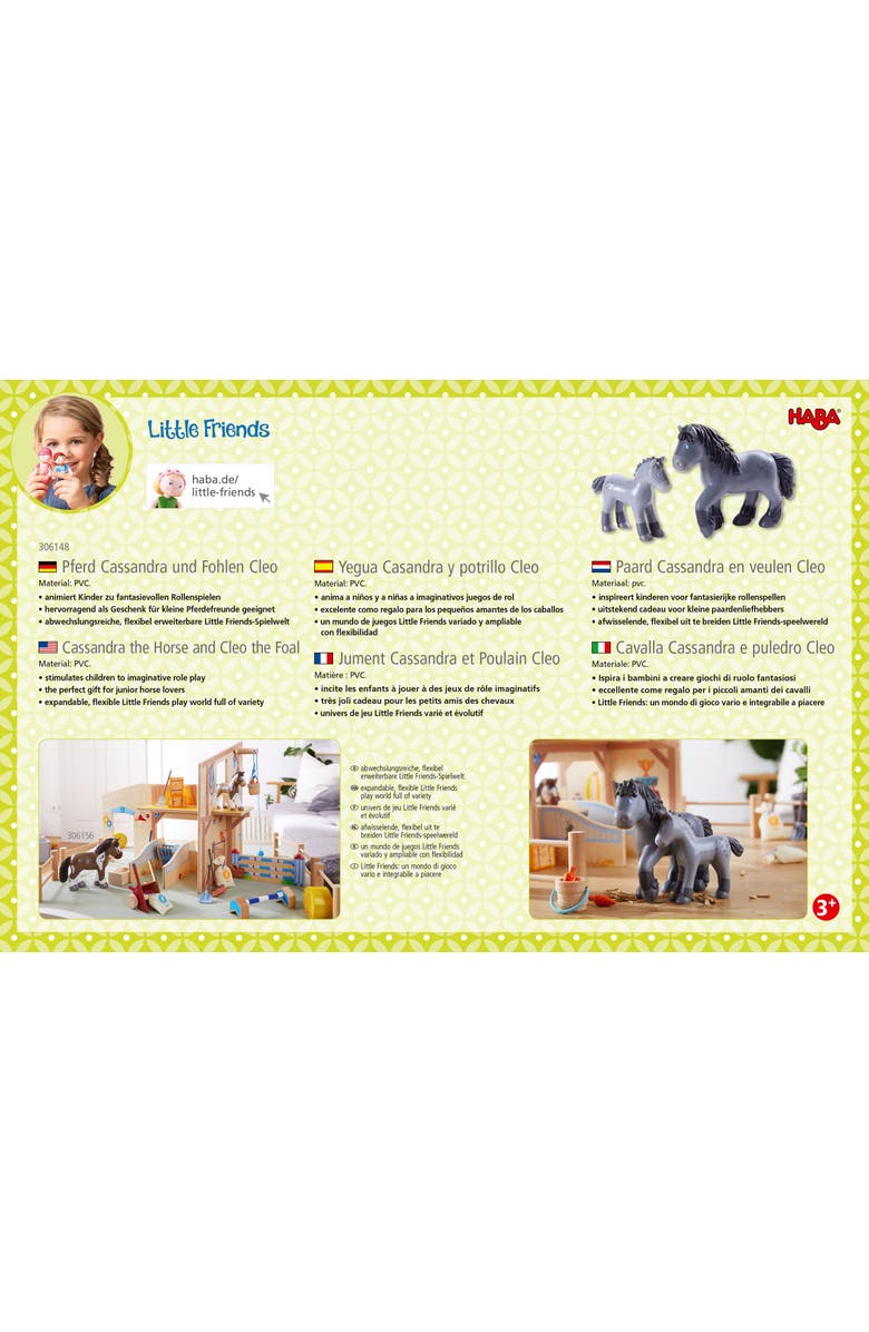 HABA Little Friends Momma and Baby Playset - Cassandra Horse and Cleo Foal Chunky Plastic Farm Animal Toy Figures, Alternate, color, Multi