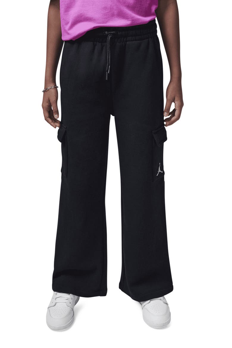 Kids' Y2K Fleece Cargo Joggers, Alternate, color, BLACK