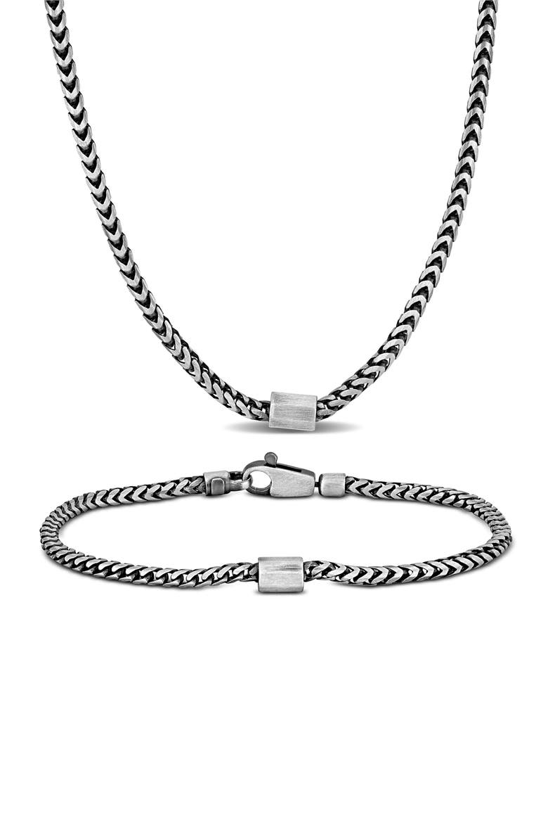 Men's Franco Chain Necklace & Bracelet Set, Main, color, SILVER