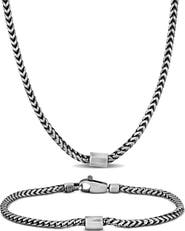 DELMAR Men's Franco Chain Necklace & Bracelet Set