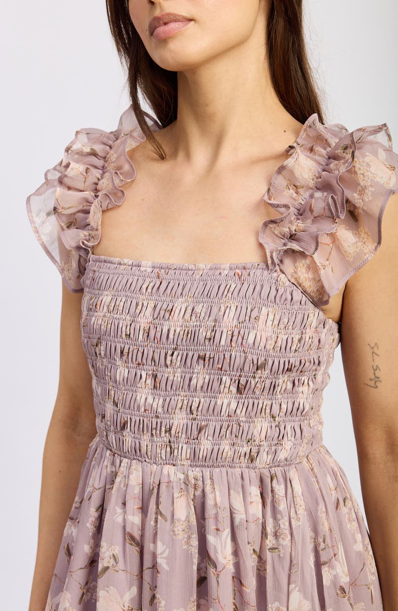 En Saison Floral Ruffle Smocked Midi Dress, Alternate, color,