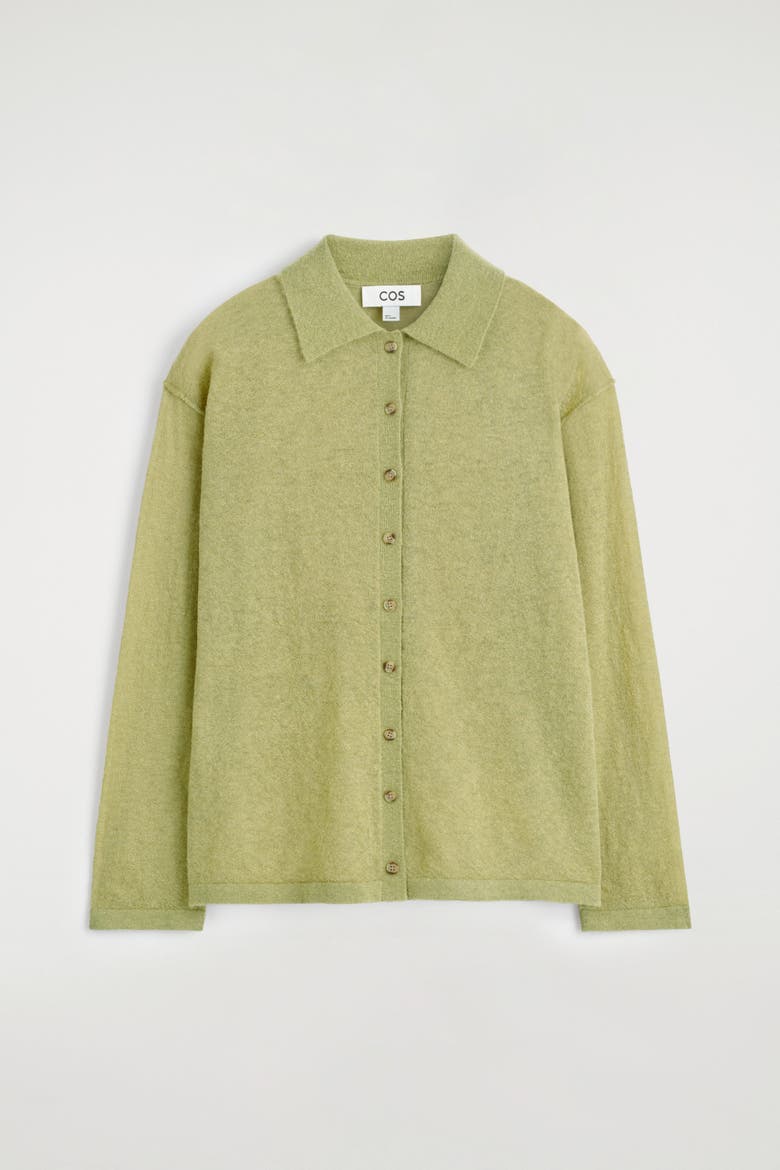 Knitted Mohair-Blend Shirt, Alternate, color, GREEN