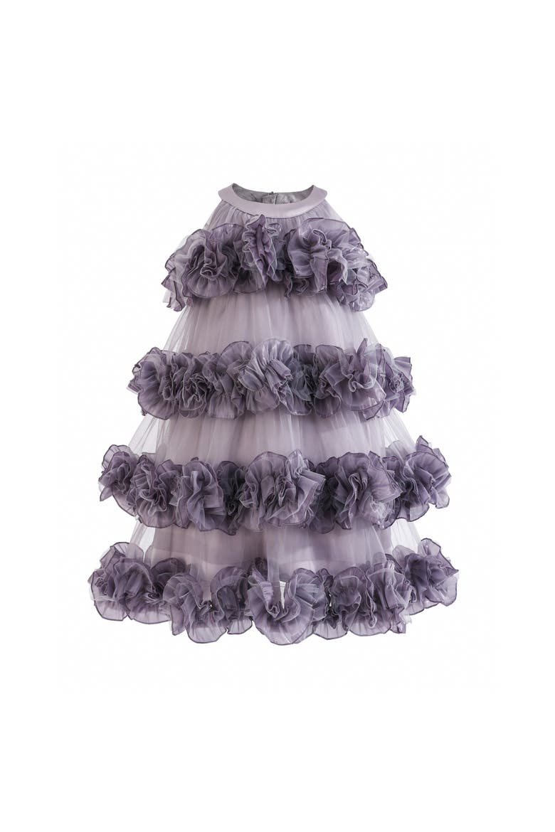 Elysia Tiered Ruffle Dress, Main, color, Purple