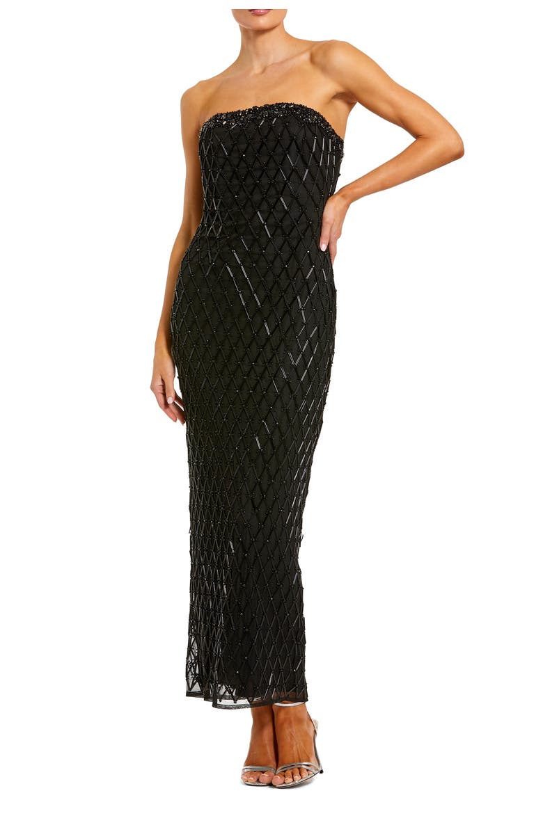 Mac Duggal Strapless Embellished Column Dress, Main, color, Black