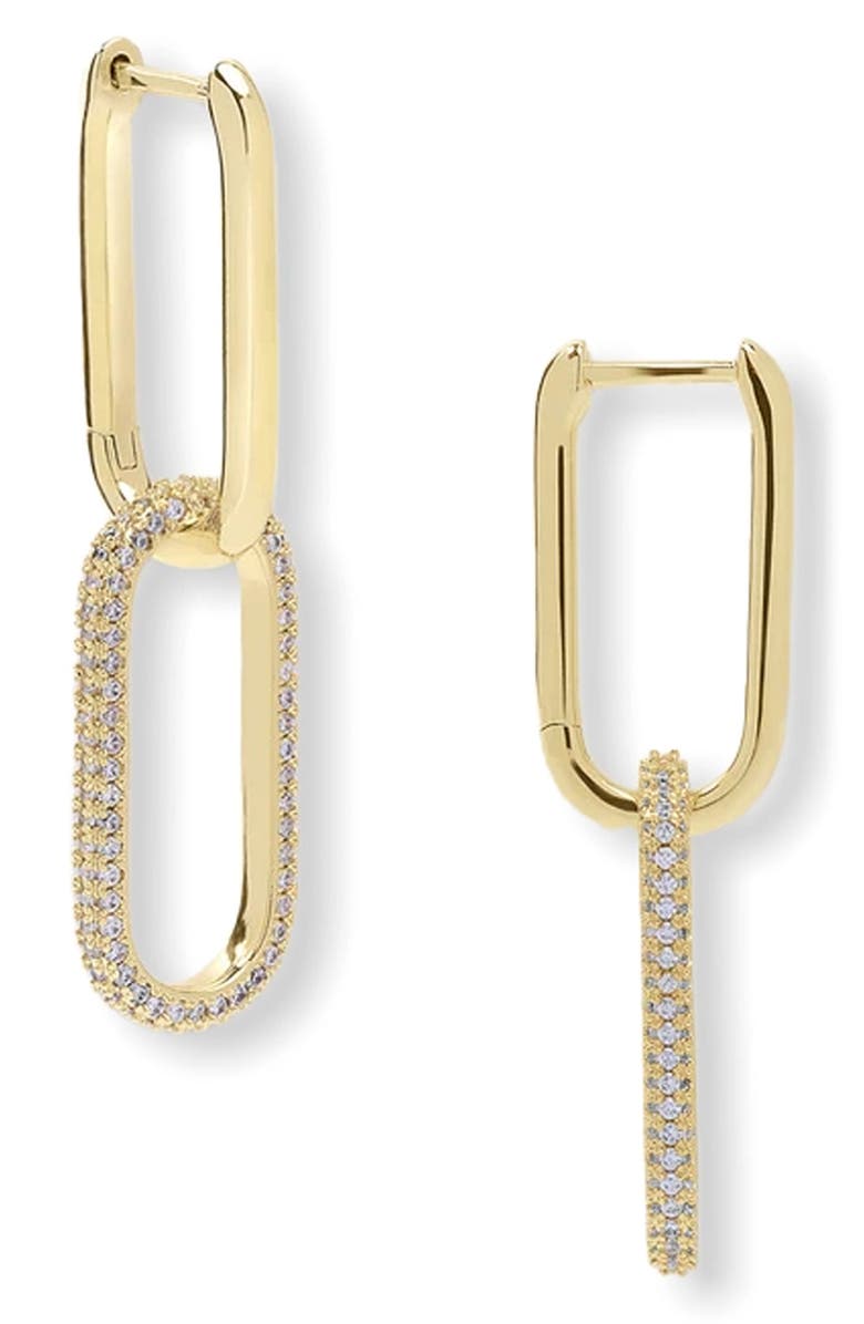 Melinda Maria Carrie Pavé Chain Convertible Drop Hoop Earrings, Main, color,