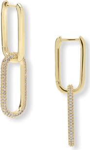 Melinda Maria Carrie Pavé Chain Convertible Drop Hoop Earrings