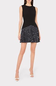 Milly Haddy Dot Print Pleated Minidress