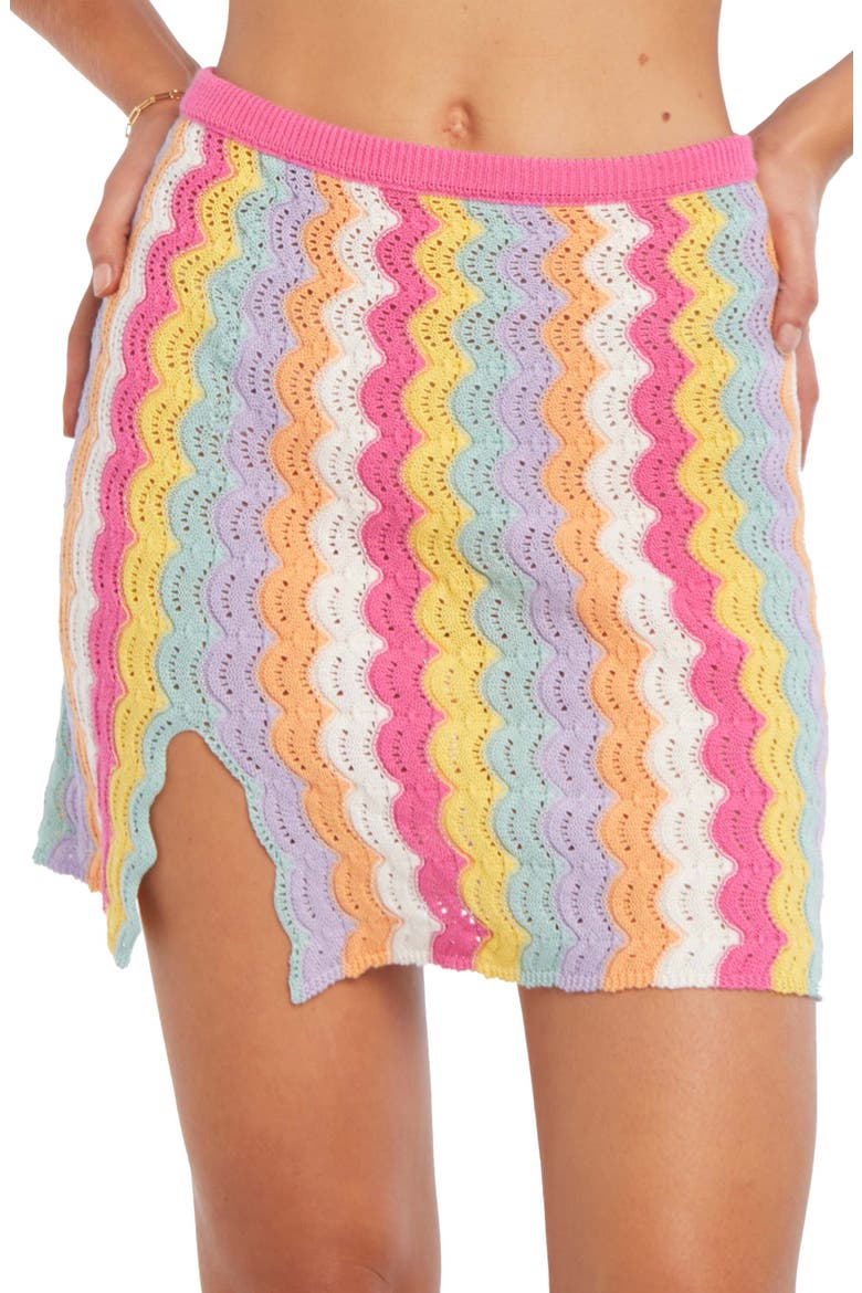 Holly Open Stitch Cover-Up Miniskirt, Main, color, MULTICOLOR