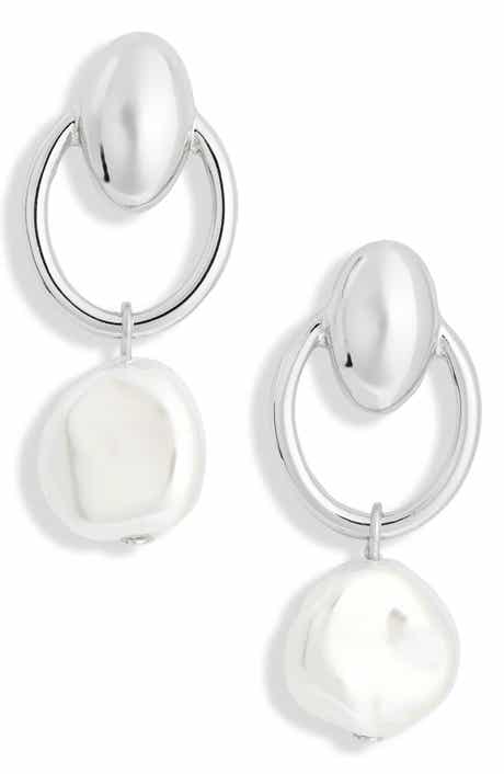 NORDSTROM RACK Faux Pearl Hoop Earrings