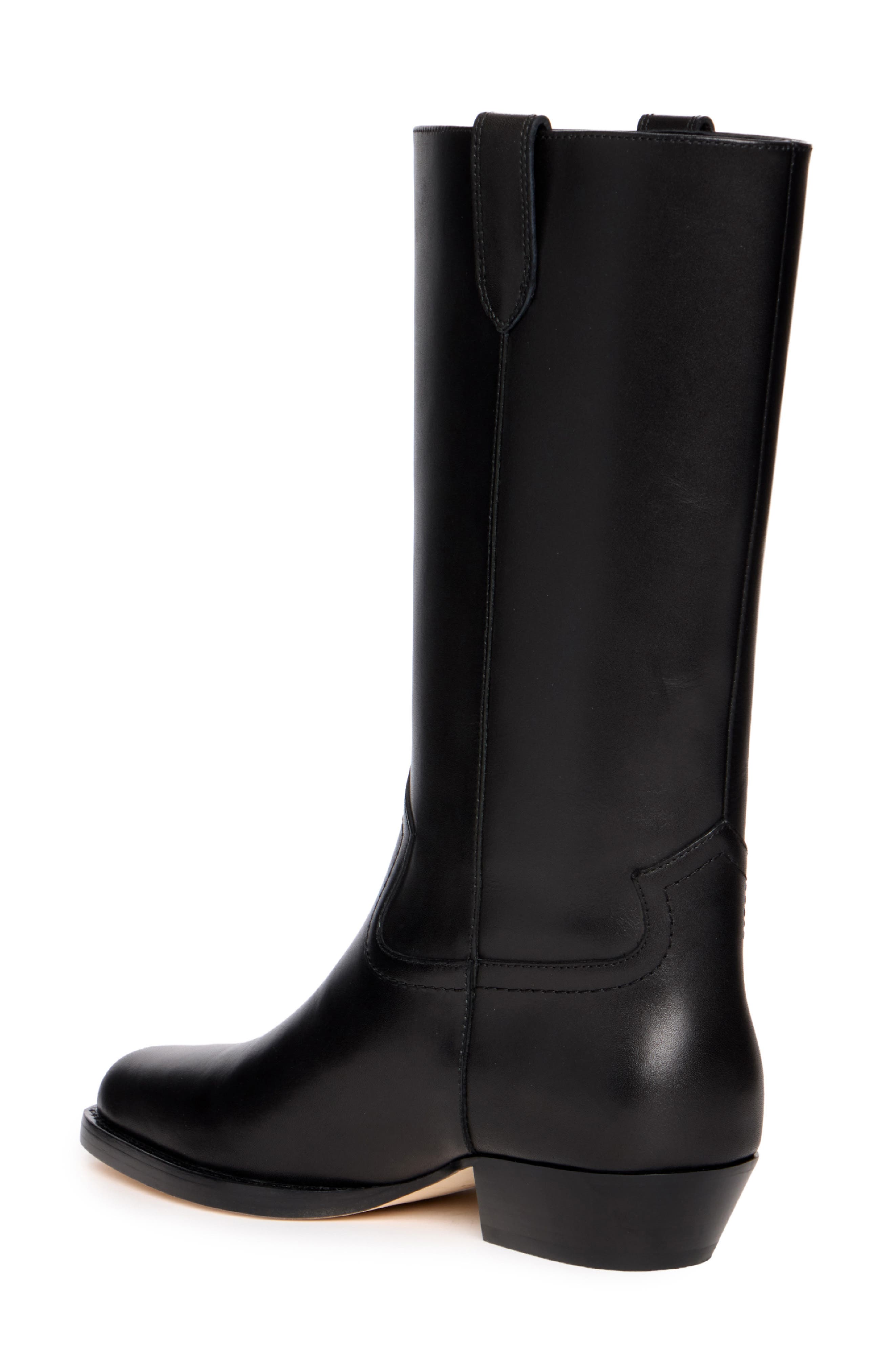 Goldie Leather Boot, Alternate, color, BLACK