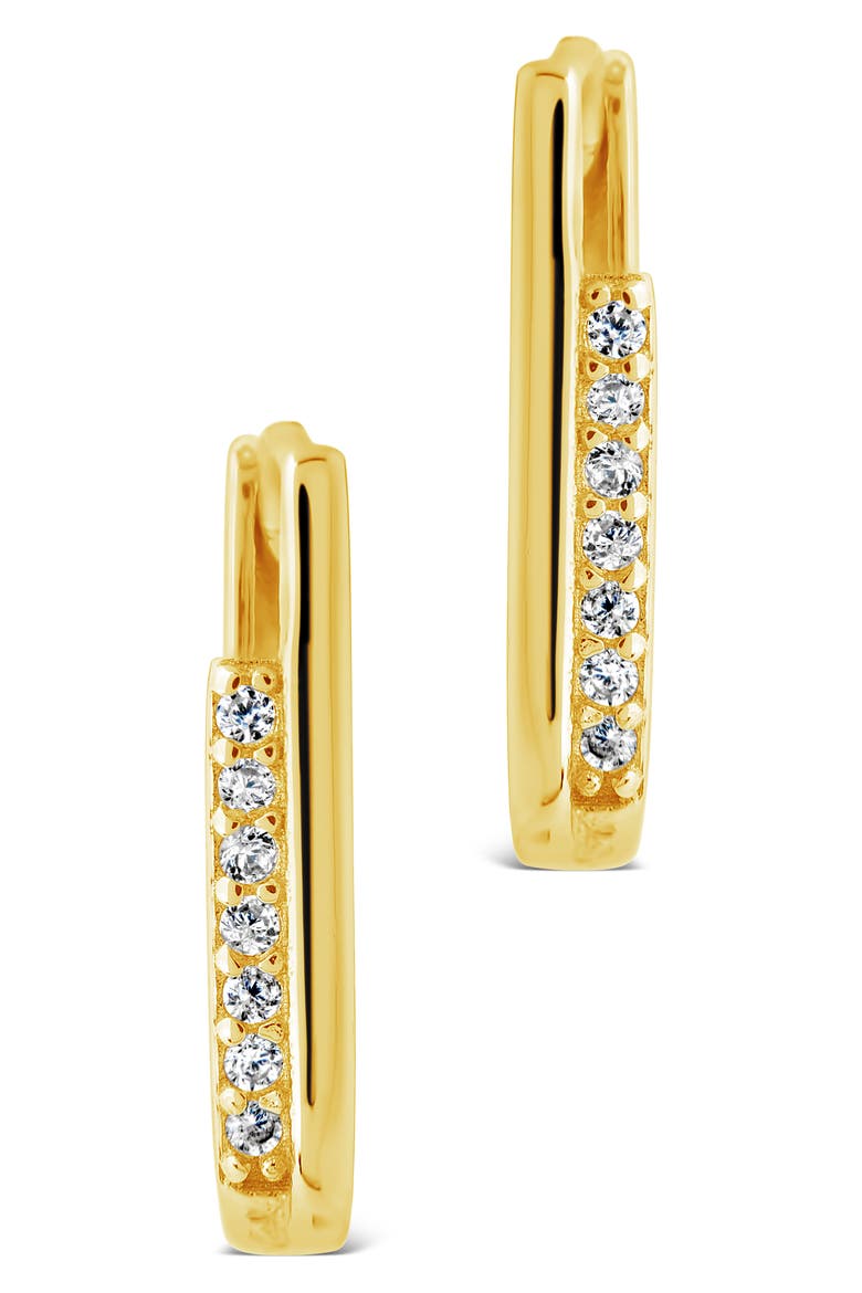 Nadine Cubic Zirconia Rectangle Hoop Earrings, Alternate, color, GOLD