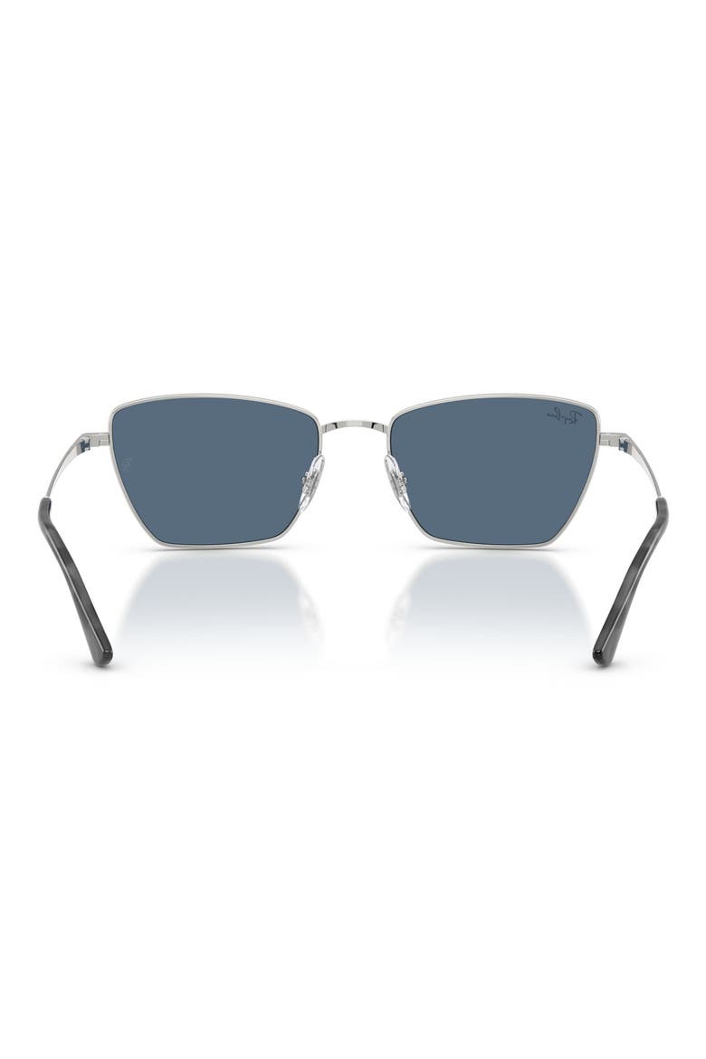 Drea Bio-Based 53mm Polarized Irregular Cat Eye Sunglasses, Alternate, color, SILVER / DARK BLUE