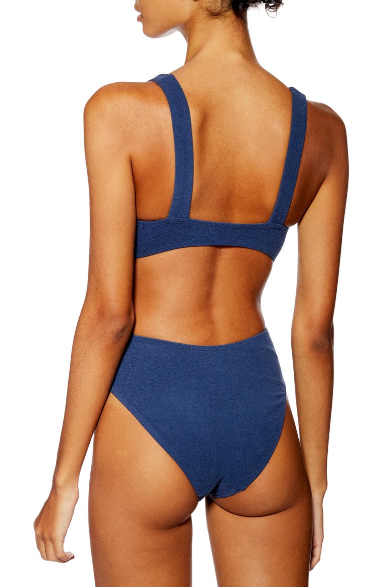 Velour Knot One-Piece Swimsuit, Alternate, color, NAVY BLUE