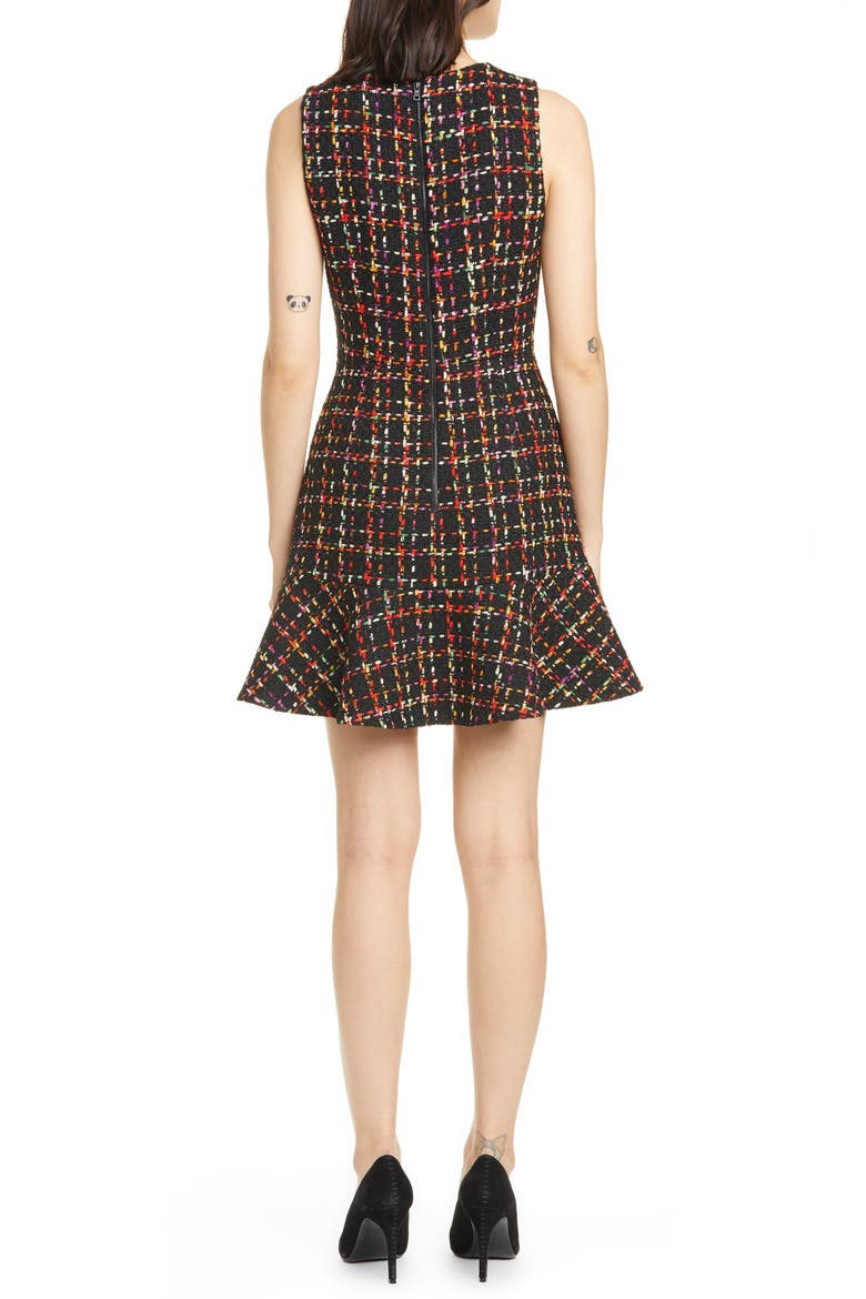 Sonny Tweed Ruffle Skater Dress, Alternate, color, BLACK MULTI
