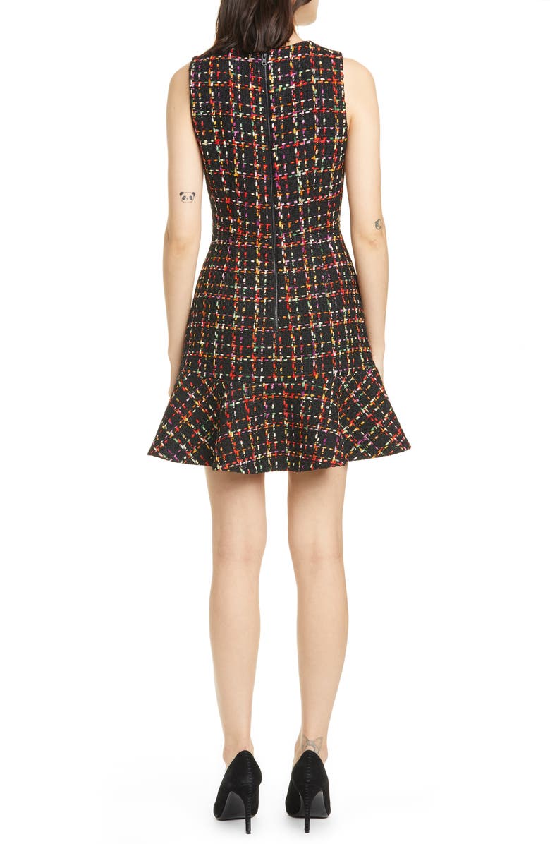 Alice + Olivia Sonny Tweed Ruffle Skater Dress, Alternate, color, 