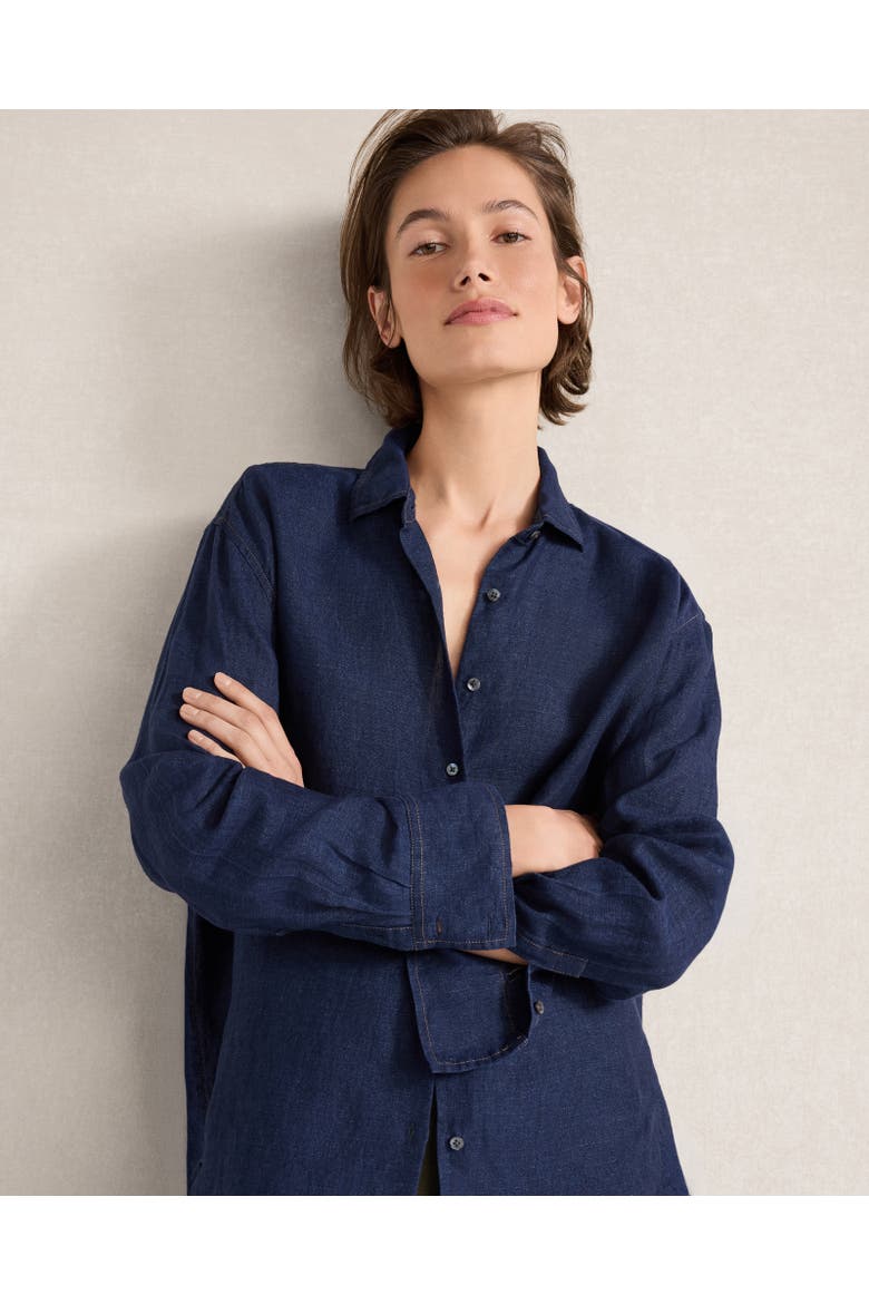 The Daily Shirt in Délavé Linen, Main, color, Delave Navy