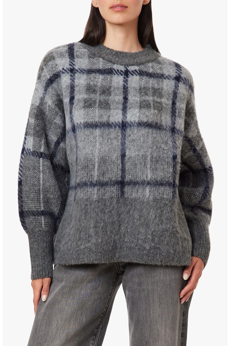 Brushed Plaid Sweater, Main, color, GREY