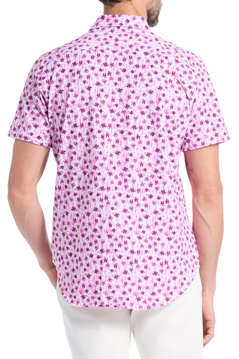 Bramwell Floral Short Sleeve Knit Button-Up Shirt, Alternate, color, PINK