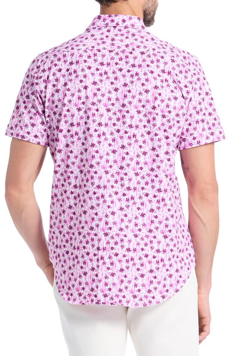 Robert Graham Bramwell Floral Short Sleeve Knit Button-Up Shirt, Alternate, color, Pink