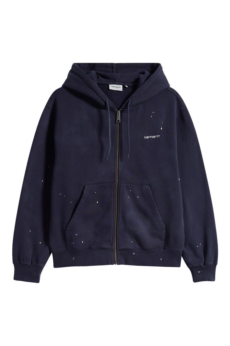 Painter Cotton Zip Hoodie, Main, color, DARK NAVY(DESTROY WASH)