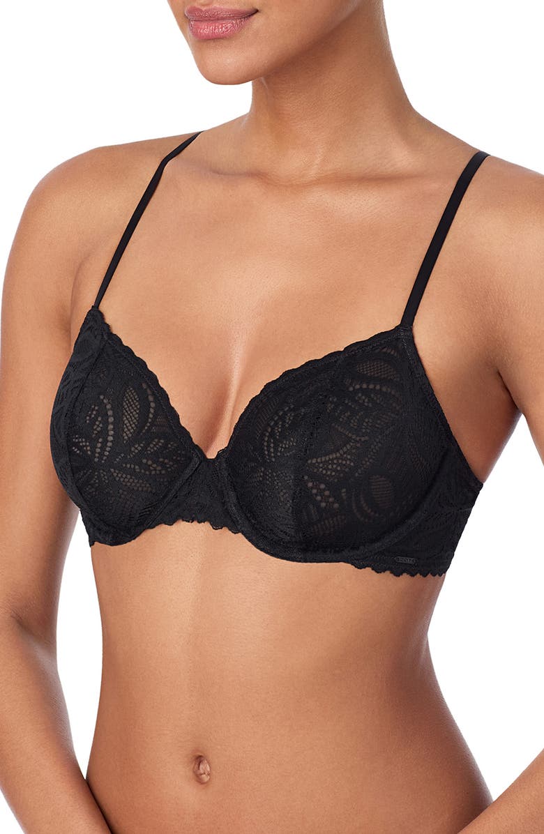 DKNY Lace Deco Underwire Bra, Alternate, color, Black
