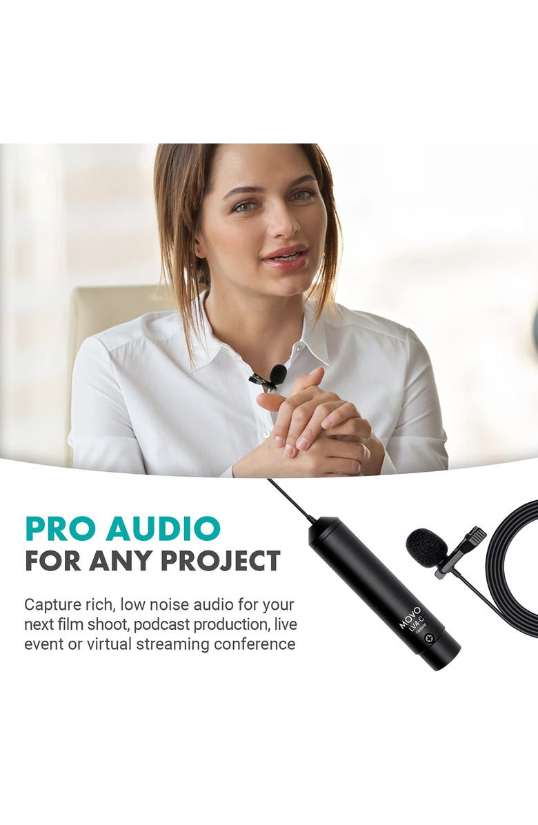 MOVO LV4-C Cardioid XLR Lavalier Microphone - Phantom Powered, Alternate, color, Black