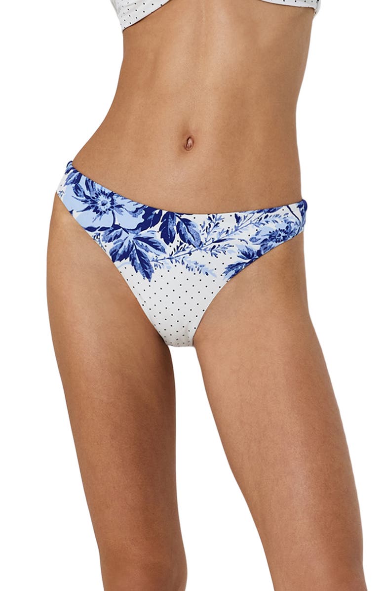 Reiss Johannah High Waist Bikini Bottoms, Main, color, Blue/ Ivory