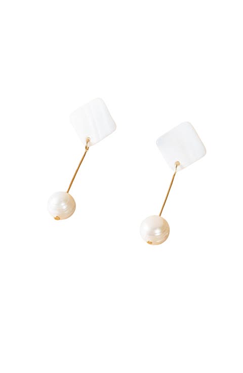 Mother-of-Pearl Diamond & Pearl Drop Earrings