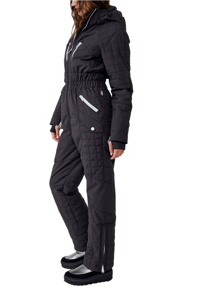All Prepped Quilted Waterproof Snowsuit with Removable Hood, Alternate, color, BLACK