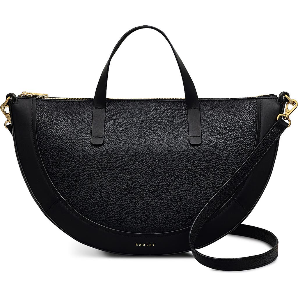 Radley Merchant Hall Medium Top Zip Leather Satchel In Black