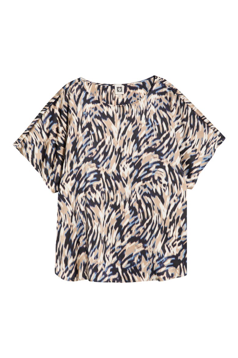 Print Bateau Neck Top, Alternate, color, DUTCH BLUE MULTI