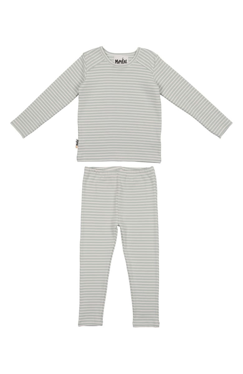 Manière Stripe Stretch Cotton T-Shirt & Pants Set, Main, color, Sage