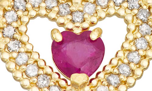 Fzn 10k Gold Pavé Diamond Heart Drop Earrings In Yellow