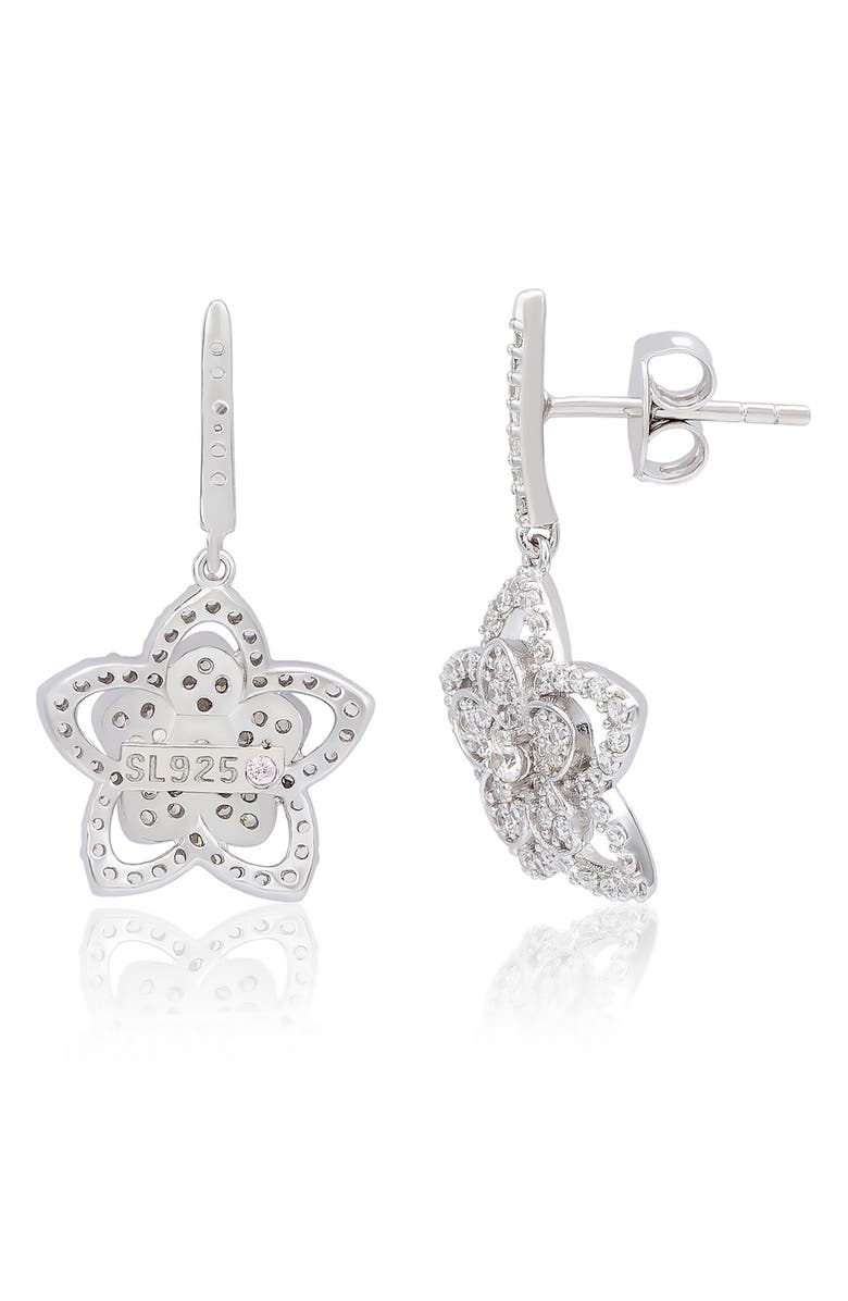 SUZY LEVIAN Pavé Cubic Zirconia Flower Drop Earrings, Alternate, color, White