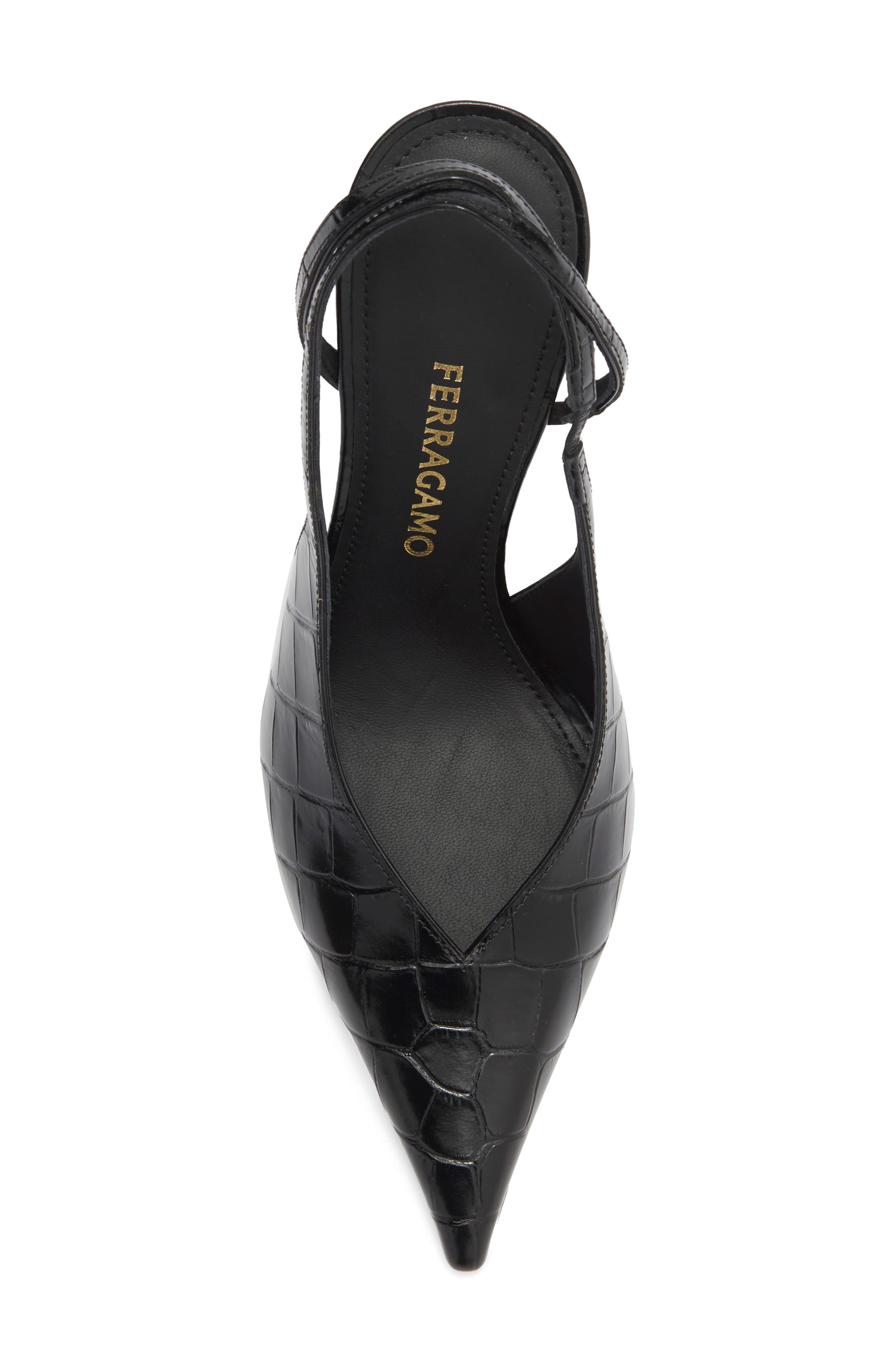 Cressy Pointed Toe Slingback Pump, Alternate, color, NERO VERN SETA PAINT