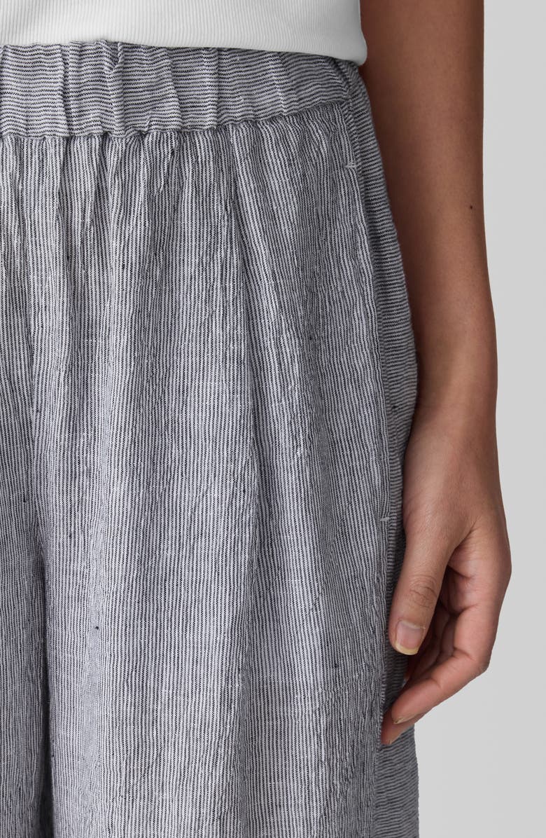 Eileen Fisher Stripe Organic Linen Lantern Pants, Alternate, color, Ink
