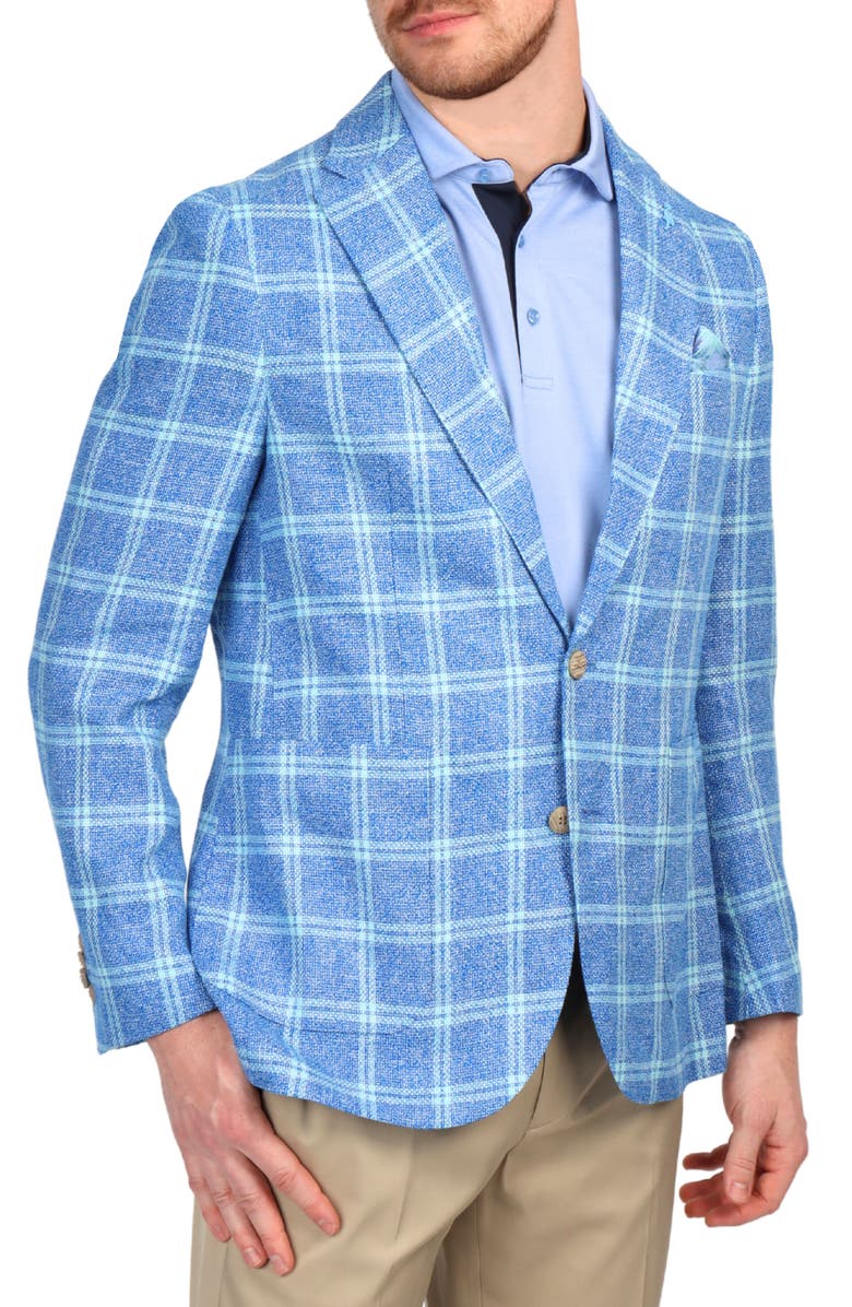 TailorByrd Textured Yarn Dye Windowpane Sport Coat, Alternate, color, Royal