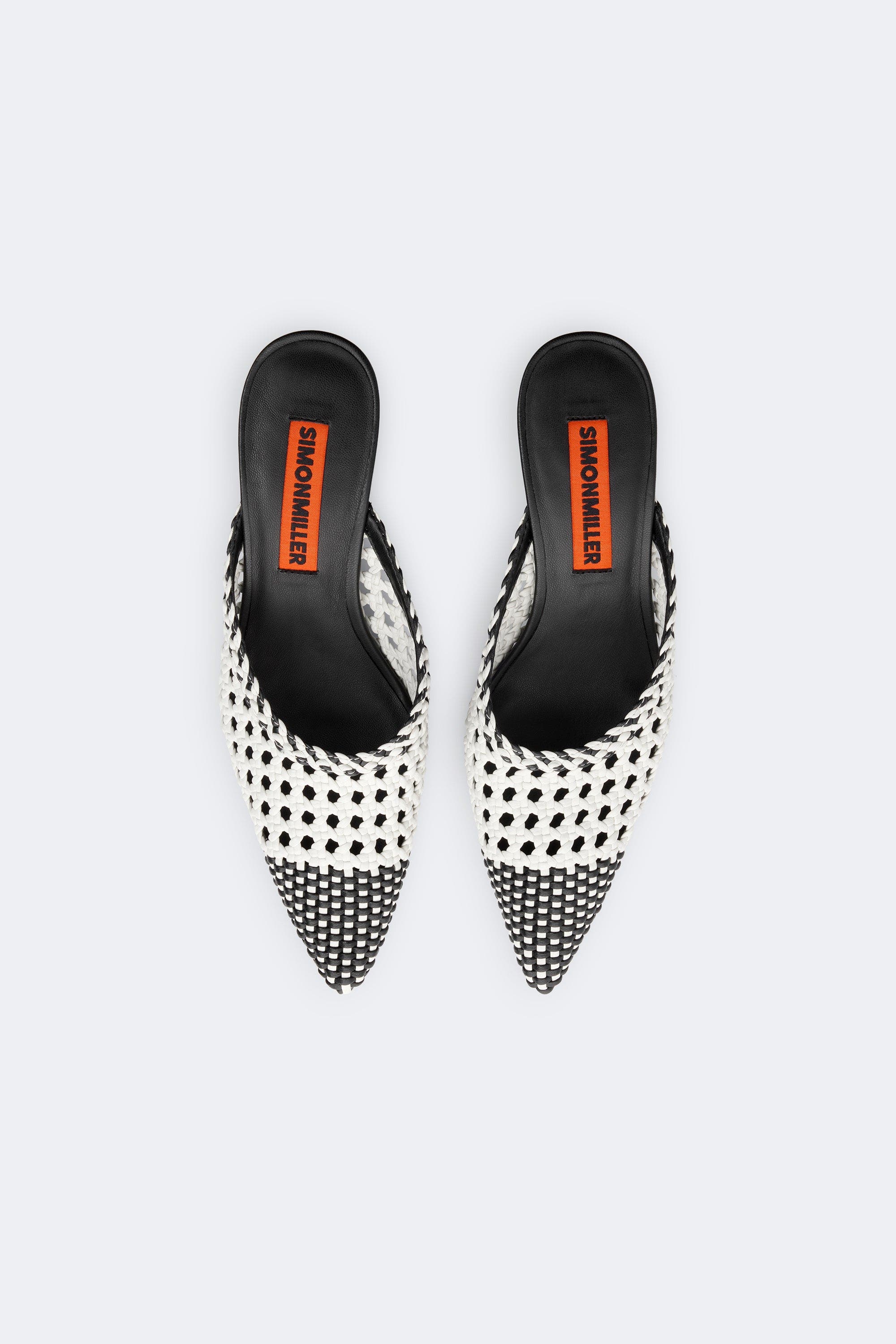 SIMONMILLER Woven Gala Mule Kitten Heel, Alternate, color, Black/White