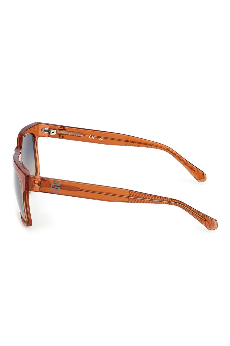 Square Sunglasses, Alternate, color, SHINY ORANGE / BLUE MIRROR